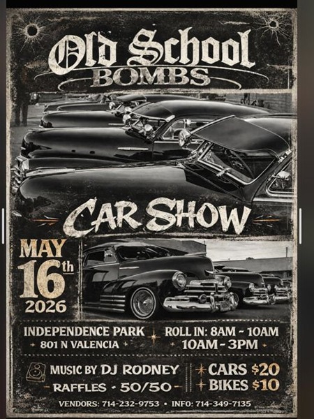 Old School Bombs Car Show flyer May 2026